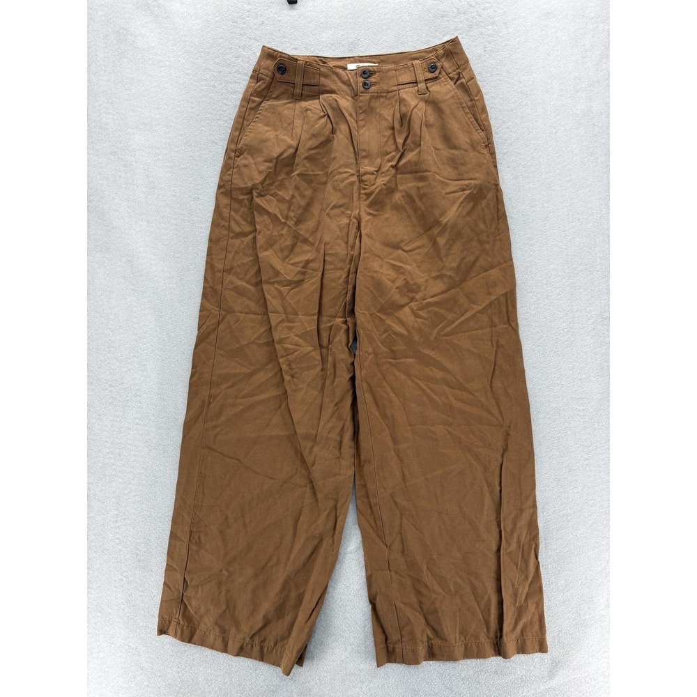 Madewell Harlow Wide-Leg Pants Womens 4 Brown Tencel Lyocell Drapey Twill Casual